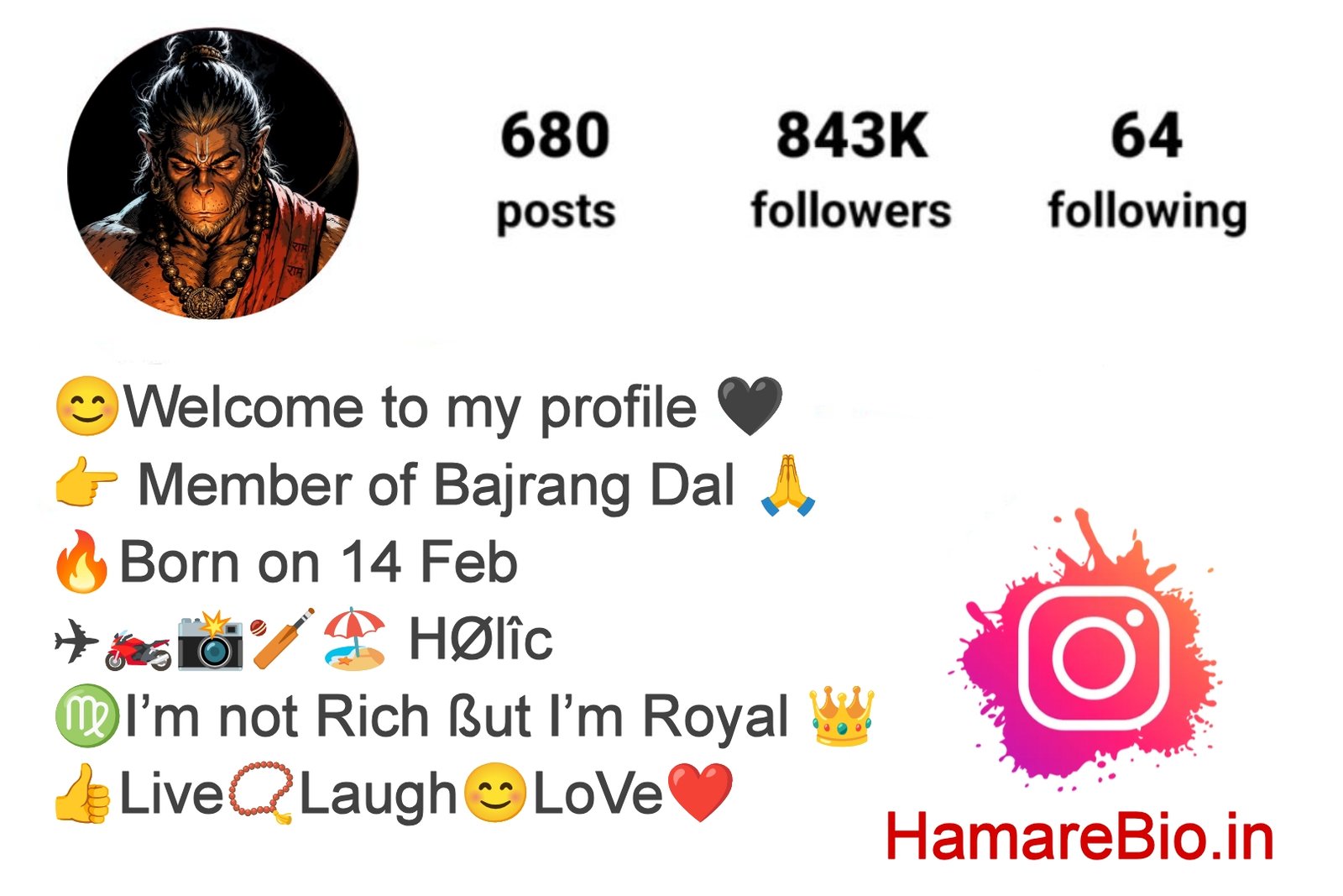 Bajrang Dal Bio for Instagram