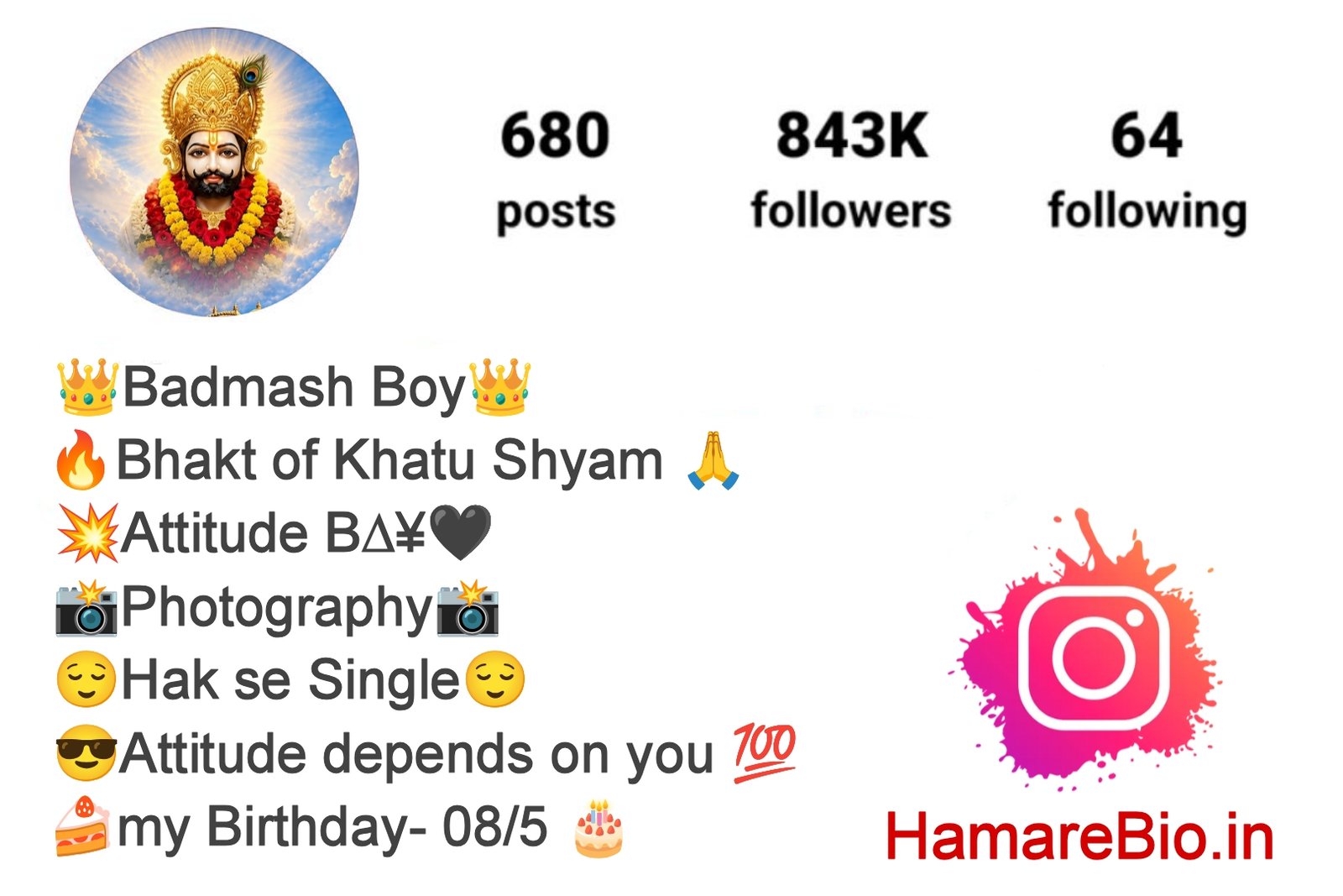 Khatu Shyam Bio for Instagram