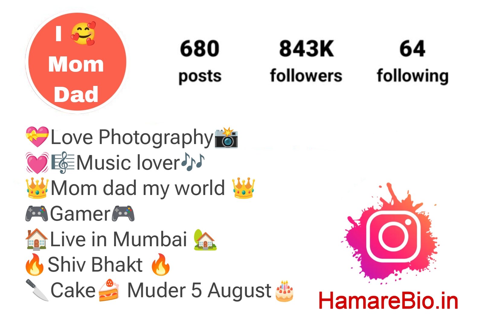 Mom Dad Bio for Instagram